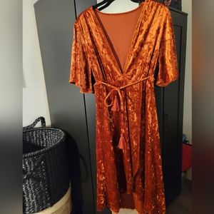 Dark orange crushed velvet dress XL